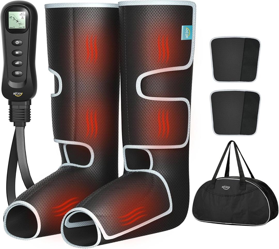 ALLJOY Leg Massager for Circulation and Pain Relief FSA, Gifts for Dad Mom Mothers Day Fathers Day, Leg Massager with Heat and Compression Helpful for Varicose Veins, Fatigue, Cramps, Swelling, Edema