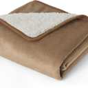 Bedsure Waterproof Dog Blankets for Small Dogs - Small Cat Blanket Washable for Couch Protection, Sherpa Fleece Puppy Blanket, Soft Plush Reversible Throw Furniture Protector, 25"X35", Camel