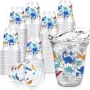50 Pcs Dinosaur Cups 12 oz Disposable Plastic Cups Dino Tumbler for Dinosaur Birthday Party Supplies Decorations, Multi Color