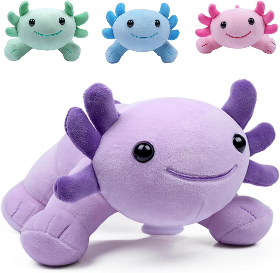 Axolotl Plush Toy, 10.8 Soft Cute Axolotl Stuffed Cotton Plush Pillow Kawaii Salamander Animal for Boys Girls Kids Gift (Purple)