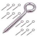 12-Pack 304 Stainless Steel Screw Eyes, Heavy Duty Screw in Eye Hooks Ring for Yoga, Swing Chair, Indoor & Outdoor, Self Tapping, 3.2"