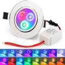 4 Pack LED Color Changing Recessed Lighting 3W RGB Downlight Retrofit Fixture 3 inch Gimbal Recessed Lighting 16 Color Changing Ceiling Light