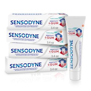 Sensodyne Sensitivity & Gum Sensitive Toothpaste for Gingivitis, Sensitive Teeth Treatment, Clean & Fresh - 3.4 oz (pack of 4), EXP 2027/05