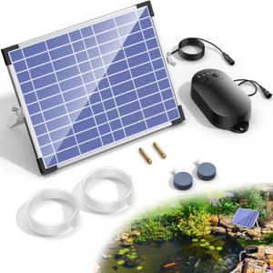 NFESOLAR 15W Large Solar Pond Aerator, Solar Aerator for Ponds with 4400 mAh Battery Backup and 2 Air Outlets, Low Noise Solar Air Pump Outdoor for Koi Pond Fish Tank Hydroponics
