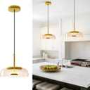 Kitchen Island Pendant Light Fixtures 3000K LED Gold Modern Ceiling Hanging Lighting White Glass Shade Nordic Style Adjustable Pendant Lamp for Dining Room Bedroom Hallway - 1 Pack, Amber
