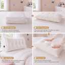 Leinuosen 39 in Ruffle Wedge Headboard Pillow for Dorm Twin XL College Bed Reading Bolster Dorm Velvet Triangular Bed Backrest Wedge Pillow Cushion for College Reading Support(White)