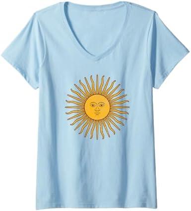 Womens ARGENTINA FLAG ARGENTINE SUN SOL DE MAYO V-Neck T-Shirt.L