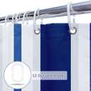 SASTYBALE Boho Farmhouse Shower Curtain, Water Resistant Vintage Fabric Bathroom Curtains, Machine Washable Country Abstract Style for Bathtub Decor with 12 Hooks, 72x72 Inch (Blue Stripe)