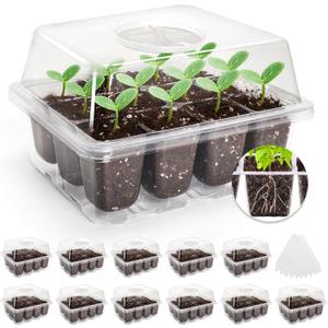 MIXC 10 Packs Seed Starter Tray Seed Starter Kit with Humidity Dome (120 Cells Total Tray) Seed Starting Trays Plant Starter Kit and Base Mini Greenhouse Germination Kit for Seeds Growing Starting