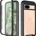 wahhle Compatible with Google Pixel 8A Case, Built in Screen Protector Full Body Shockproof Slim Fit Bumper Protective Phone Cover for Pixel 8A Men Women-Black/Clear