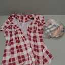 Veatzaer Women's Plaid Short Sleeve Button Down Shirt Casual Summer Blouses Tops X-Large, Pink