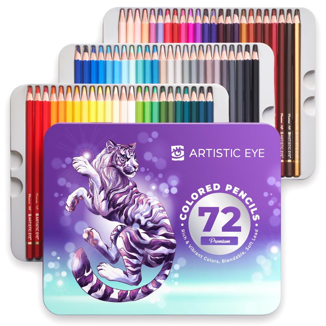 ARTISTIC EYE Premium Colored Pencils | Set of 72, Quality 3.8mm Soft Core Leads, Rich & Vibrant Colors, Blendable, Perfect for Beginner & Advanced Artists