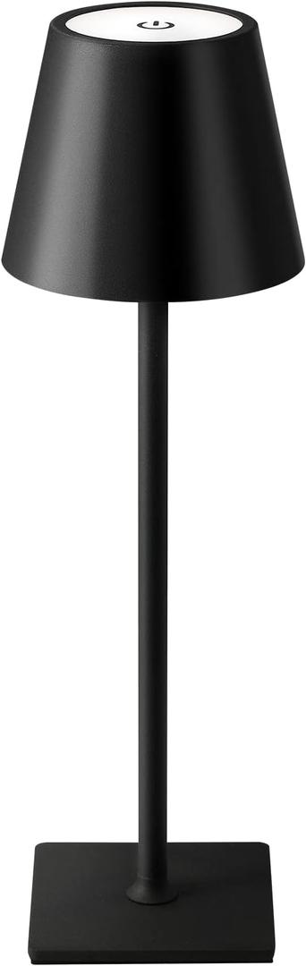 KDG Cordless Table Lamp, Portable LED Desk Lamp, 5000mAh Battery Operated, 3 Color Stepless Dimming Up, for Restaurant/Bedroom/Bars/Outdoor Party/Camping/Coffee Shop Atmosphere Night Light(Black)