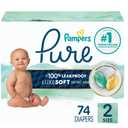 Pampers Pure Baby Diapers, Size 2 (12-18 lbs), 74