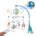 Mini Tudou Baby Musical Mobile Crib with Music and Lights, Timing Function, Projection, Take-Along Rattle and Music Box for Babies Boy Girl Toddler Sleep (Blue)