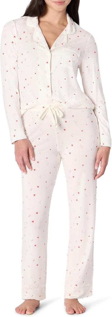 Amazon Essentials x Sofia Grainge Mommy and Me Long Sleeve Pajama Set (Small, Ivory Multi Hearts)