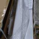 COSHOMER 34"x84" Double Bypass Barn Door with 6FT Track Hardware Kit Included, Frosted Glass, MDF with White Waterproof PVC, Space-Saving, Easy Assembly