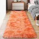 Soft Runner Rugs for Bedroom Hallways, 2x6 Tie-Dyed Orange Fluffy Shag Throw Area Rug Non Slip for Bedside Dorm, Long Shaggy Furry Carpet for Nursery Living Room