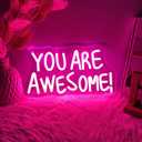 You Are Awesome Neon Sign 13x9in,Wall Decor for Girls Bedroom Class,Dimmable USB Pink Led Light for Wedding Birthday Party (YAS)