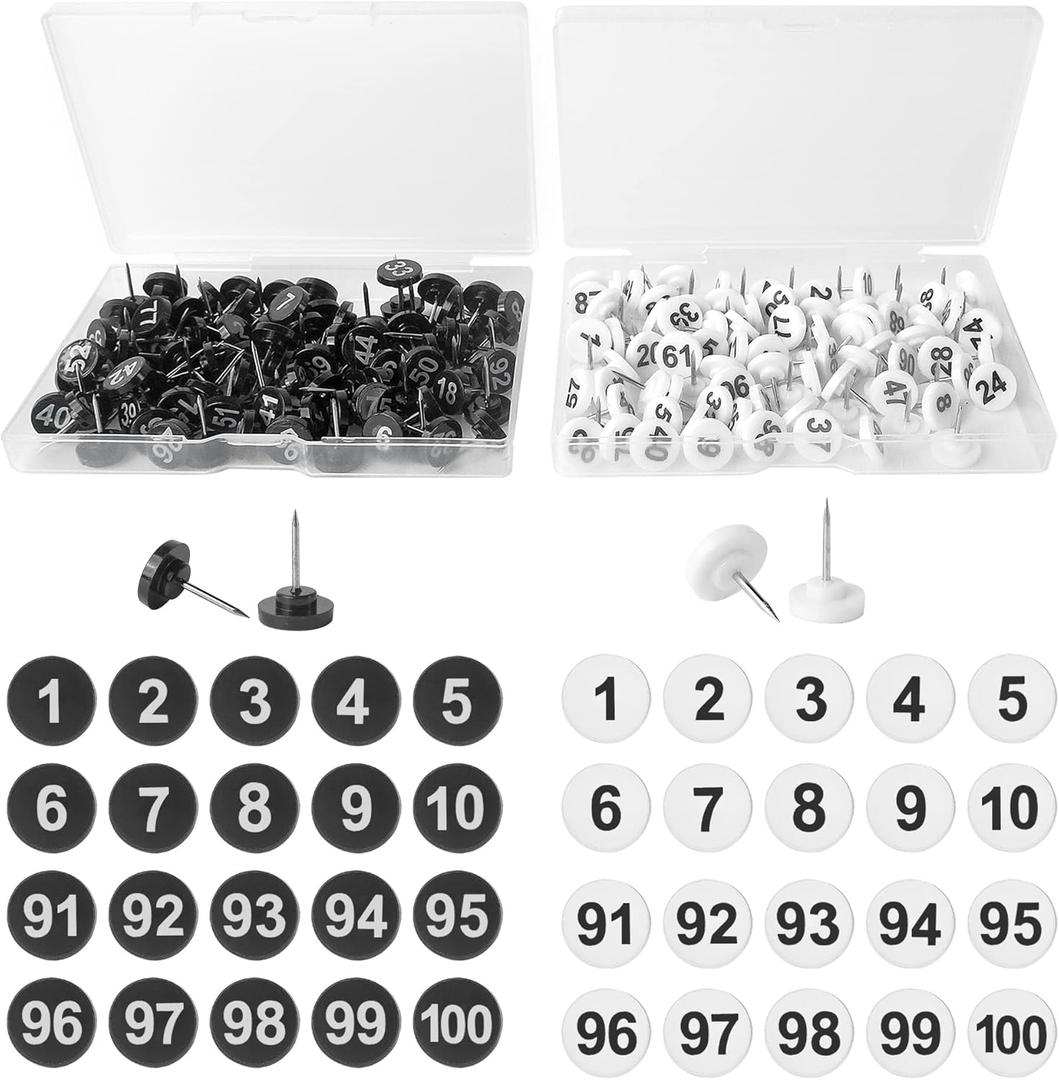 souG 200pcs Numbered Push Pin Tacks, 1-100 Sequential Number Tacks Push Pins, 11mm Diameter 16mm Length Thumbtacks for Maps, Presentations, Photo, Poster (Black and White) souG 200pcs Numbered Push Pin Tacks, 1-100 Sequential Number Tacks Push Pins, 11mm Diameter 16mm Length Thumbtacks for Maps, Presentations, Photo, Poster (Black and White)