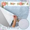 Drydiet 3 Pcs Rose Flowers Bathroom Rugs Set Coquette Room Decor Floral Bath Mat U Shaped Toilet Rug Non Slip Absorbent Floral Bath Carpet (Blue)