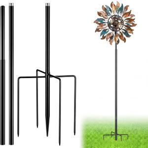 Black 72" h Replacement Pole for Large Wind Spinner, Windmill Replacement Parts, Three-Part Composition, 22mm Thicker Tube, Easy Assembly for Large Metal Wind Spinner (5 Prongs Base)