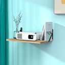 DAWASAPAT Projector Shelf, Projector Wall Mount Floating Shelf, Projector Mount, Deep Shelves with Large Storage for Living Room, Kitchen, Office, Bathroom, Bedroom Router Shelf with Cable Ties-Oak