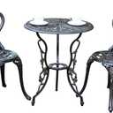 JARDIN DE CENTENNIAL Patio Bistro Set.Rust-Resistant Cast Aluminum Bistro Table Set with Umbrella Hole for Backyard (Rose Copper)