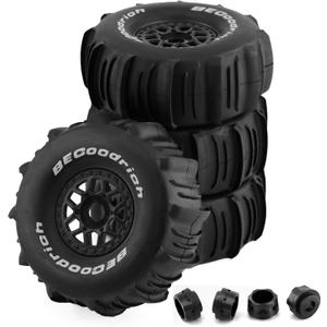1/7 1/8 RC Short Course Truck Car Tires and Wheels Rims 17mm Hex Snow Sand Buggy Desert Tyres for 1:7 Or 1:8 Scale RC Off Road Truck Car TRAXXAS UDR 85086-4 ARRMA YK4072 DF7 4Pcs (B Black)