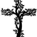 Cross Tree Leaf Metal Wall Decor - Christian Room Decor Wall Art Home Decor for Living Room, Bedroom, Dining Room, Office, Courtyard, Garden (Black)