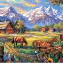 500 Piece Jigsaw Puzzle for Adults - Flowers, Mountain, Horse Themes - Funny Challenging Gift for Family Friends, 21 x 15 in