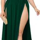 SILUI Women's Square Neck Double High Slit Summer 2025 Sexy Plus Size Sundresses Thigh Split Club Party Maxi Dresses (XX-Large Plus, Darkgreen)