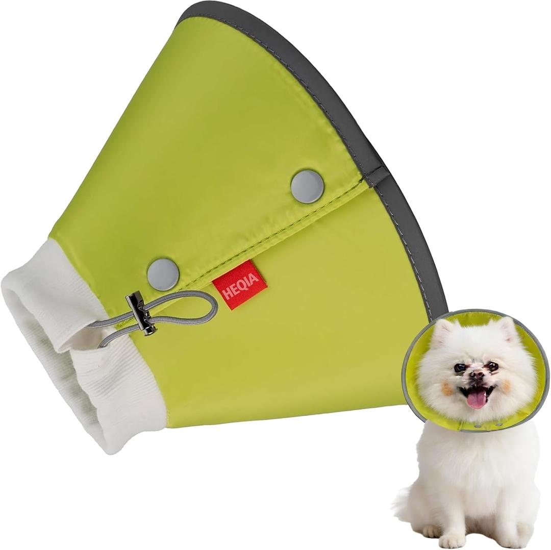 Dog Cone Collar for Dogs After Surgery, Soft Surgery Colla, Adjustable Dog Cone Collar for Pup&Kitty Pet Recovery, Pets Collar (Green, (Neck:9"-12"))