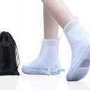 Waterproof Shoe Covers, Reusable Shoe Covers Non-Slip Shoes Boots for Outdoor Cycling Camping Fishing Travel (XX-Large, White)