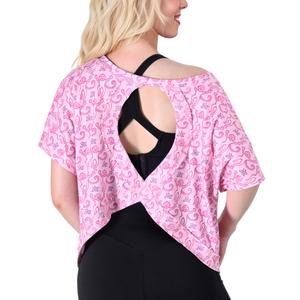 FOTN Open Back Workout Tops for Women 2025 Backless Short Sleeve Athletic Shirt Loose Fit for Running Yoga Gym Slouchy Tennis