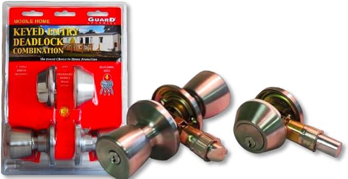 Mobile Home Entry Lockset. Door Lock & Deadbolt. Stainless Steel Keyed Alike