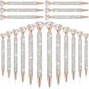 Honoson 50 Pcs Big Diamond Pens Bulk Bling Rhinestone Pens with Crystal Christmas Glitter Retractable Black Ink Ballpoint Pens for Bridal Shower Gifts School Office Birthday Party Favor(AB Color)