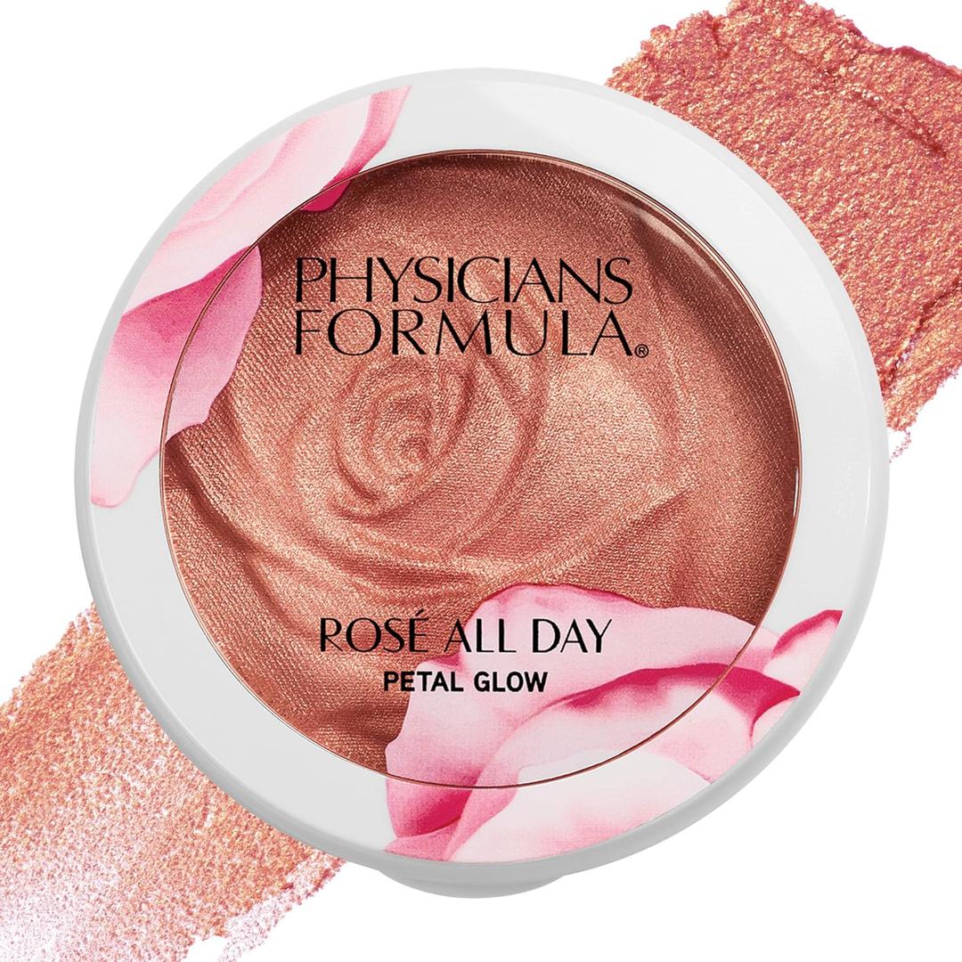 Physicians Formula Ros All Day Highlighter Blush Face Powder, Blush Petal Glow, Shimmering Rose, Dermatologist Tested, Clinicially Tested (0.32 Ounce (Pack of 1))