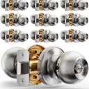 Veise Interior Door Knob 10-Pack, Keyless Privacy Door Locks for Bedroom & Bathroom, Thumb Lock & Emergency Release, Rust-Proof Metal, Easy to Install, Modern Round Doorknobs Set, Brushed Nickel