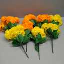 Tigeen 8 Bundles Marigold Flowers Bulk Day of The Dead Artificial Faux Flower with Stem Dia De Los Muertos Decorations for Halloween Diwali Garland Wreath Wedding Party Home(Orange and Yellow)