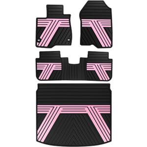 Rubber Floor Mats & Cargo Liner for Honda CR-V 2026-2023 (Include Hybrid) | All Weather Custom Fit Floor Liners with Cargo Mat (Upper Position) Full Set, Black & Pink