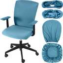 Tallew 4 Pcs Office Chair Covers Set Computer Universal Protective Stretchable Chair Seat Covers Desk Armrest Cover Pads Office Cushion Backrest for Rotating(Regular,Grayish Blue)