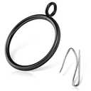 24 piece 2” Black Eyelet Curtain Rings with 30 PCS Drapery Pins for Window Treatment Hardware, Black Drapery Rings fit up to 1.8” Curtains Rod