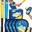 Toss and Catch Baseball Toys,Outdoor Sport Games for Kids and Family with Tball Bats and Toddler Baseball Glove and Sticky Soft Balls. Great for Yard Lawn Beach Pool and Indoor Fun, Adjuatable Strap