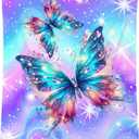 Gifts for Girls, Butterfly Blanket Gifts for Women, 40"x50" Butterfly Throw Fleece Comfy Flannel Kids Throws for Sofa Couch Bed (Dark Blue)