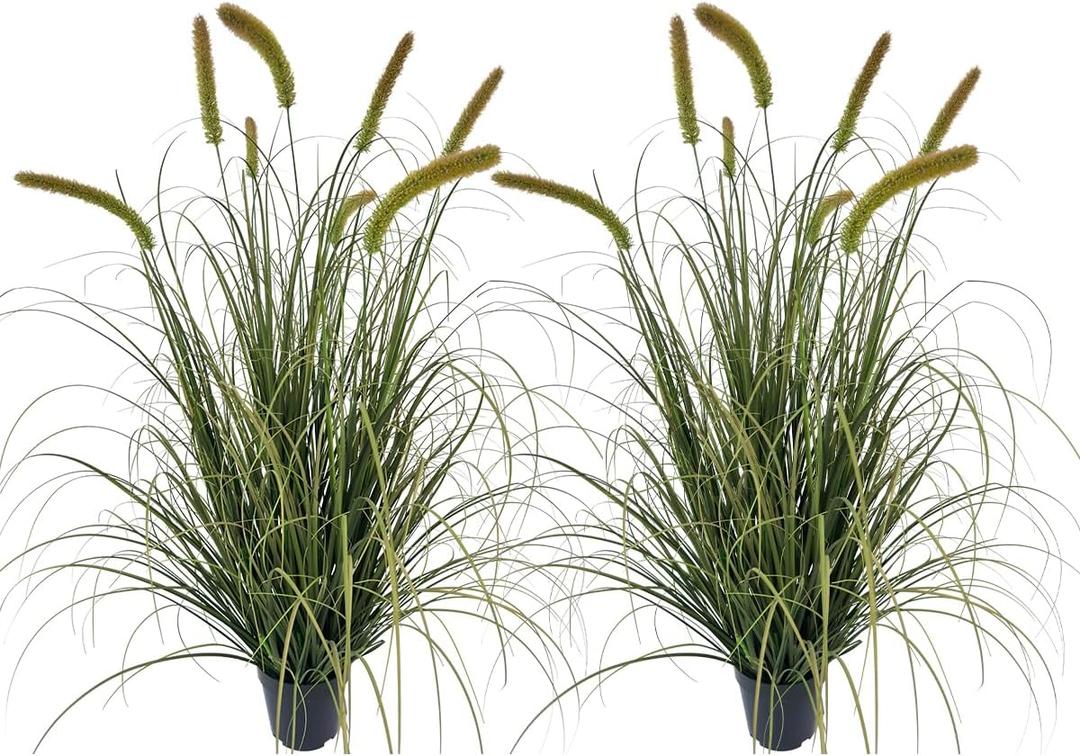 Artificial Plant 4ft(46in) Tall Artificial Grass Plant,Faux Plants Indoor Home Decorative Artificial Plants & Flowers in Pot Fake Plant, House Plant Indoor 2pack