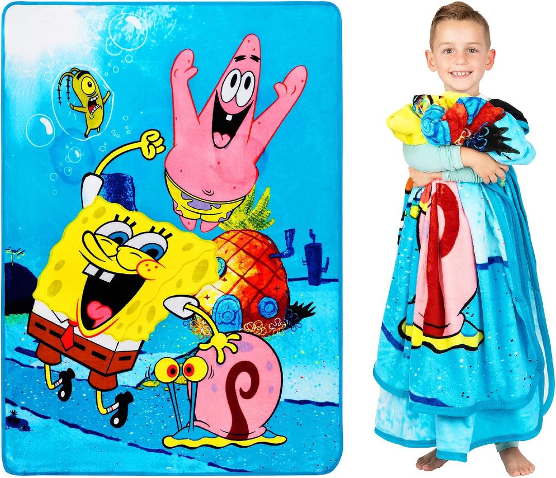 Franco Kids Bedding Super Soft Plush Micro Raschel Blanket, 62 in x 90 in, Spongebob Squarepants, Multicolour