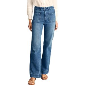 KUNMI Women's Wide Leg Jeans High Waisted Straight Leg Stretchy Denim Pants with Pockets 10