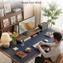 Aothia Faux Leather Desk Mat - Large Mouse Pad, Non-Slip PU Leather Blotter, Waterproof Writing Surface for Office and Home (Dark Blue, 63" x 24")