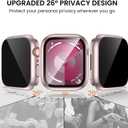 2 x Tensea (2-in-1 for Waterproof Apple Watch Screen Protector Case 41mm Series 9 8 7, iWatch Protective PC Face Cover Built-in Privacy Tempered Glass Film [26 Anti Spy] [360 Full Protection] (Original Pink)